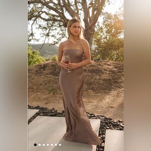 Show Me Your Mumu - Taylor Tube Maxi Dress - Dune Luxe Satin - Size Large